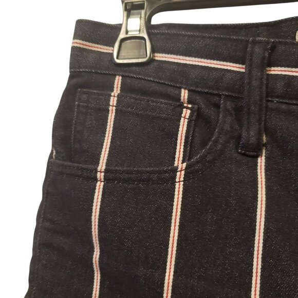 Madewell Cali Denim Boot Black Pinstripe Jeans Elsie Stripe Crop Kick Flare 28 - Picture 8 of 11